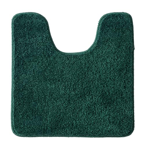 MIULEE Badematte WC Vorleger Badteppich Fußmatte Flur 1 Stück U Förmige Deko Matte Badteppiche Dekoration rutschfest Saugfähig für Wohnzimmer Badezimmer Toilett WC 50x50cm Tiefgrün von MIULEE