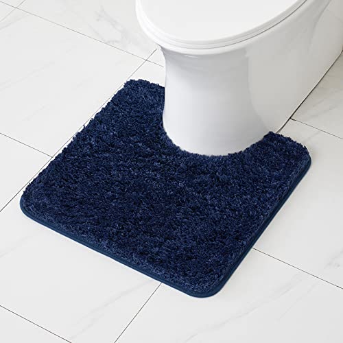 MIULEE Badematte Weiche Badteppich U Förmige Deko Matte rutschfest Fußmatte Flauschig Teppich Waschbar Badteppich Badvorleger Badezimmerteppich für Toilett WC Badezimmer 50x50 cm Dunkelblau von MIULEE