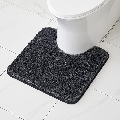 MIULEE Badematte Weiche Badteppich U Förmige Deko Matte rutschfest Fußmatte Flauschig Teppich Waschbar Badteppich Badvorleger Badezimmerteppich für Toilett WC Badezimmer 50x50 cm Dunkelgrau von MIULEE