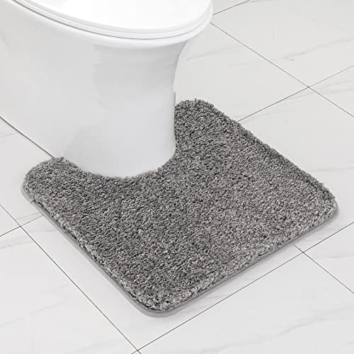 MIULEE Badematte Weiche Badteppich U Förmige Deko Matte rutschfest Fußmatte Flauschig Teppich Waschbar Badteppich Badvorleger Badezimmerteppich für Toilett WC Badezimmer 50x50 cm Grau von MIULEE