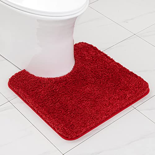 MIULEE Badematte Weiche Badteppich U Förmige Deko Matte rutschfest Fußmatte Flauschig Teppich Waschbar Badteppich Badvorleger Badezimmerteppich für Toilett WC Badezimmer 50x50 cm Rot von MIULEE