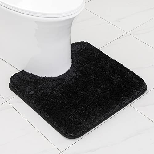 MIULEE Badematte Weiche Badteppich U Förmige Deko Matte rutschfest Fußmatte Flauschig Teppich Waschbar Badteppich Badvorleger Badezimmerteppich für Toilett WC Badezimmer 50x50 cm Schwarz von MIULEE