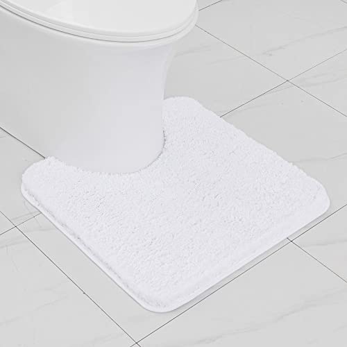 MIULEE Badematte Weiche Badteppich U Förmige Deko Matte rutschfest Fußmatte Flauschig Teppich Waschbar Badteppich Badvorleger Badezimmerteppich für Toilett WC Badezimmer 50x50 cm Weiß von MIULEE