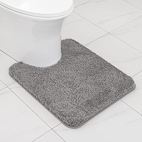 MIULEE Badematte Weiche Badteppich U Förmige Deko Matte rutschfest Fußmatte Flauschig Teppich Waschbar Badteppich Badvorleger Badezimmerteppich für Toilett WC Badezimmer 50x60 cm Grau von MIULEE