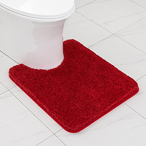 MIULEE Badematte Weiche Badteppich U Förmige Deko Matte rutschfest Fußmatte Flauschig Teppich Waschbar Badteppich Badvorleger Badezimmerteppich für Toilett WC Badezimmer 50x60 cm Rot von MIULEE