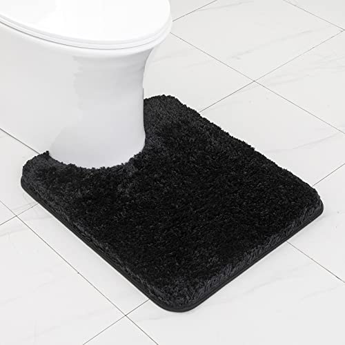 MIULEE Badematte Weiche Badteppich U Förmige Deko Matte rutschfest Fußmatte Flauschig Teppich Waschbar Badteppich Badvorleger Badezimmerteppich für Toilett WC Badezimmer 50x60 cm Schwarz von MIULEE