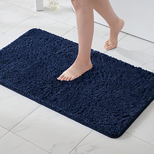 MIULEE Badematte Weiche Badteppich rutschfest Badvorleger Fußmatte Badzimmermatte Bettvorleger Flauschig Teppich Badezimmerteppich Duschmatte für Bade & Wohnzimmer Schlafzimmer 40x60 cm Dunkelblau von MIULEE