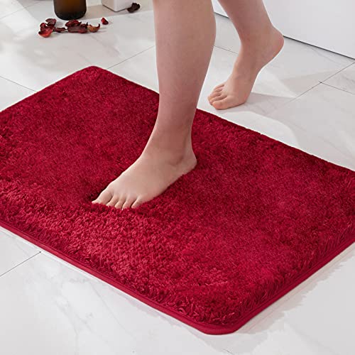 MIULEE Badematte Weiche Badteppich rutschfest Badvorleger Fußmatte Badzimmermatte Bettvorleger Flauschig Teppich Badezimmerteppich Duschmatte für Bade & Wohnzimmer Schlafzimmer 40x60 cm Rot von MIULEE