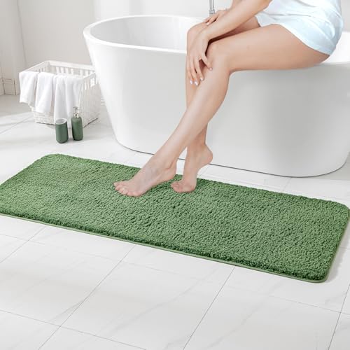 MIULEE Badematte Weiche Badteppich rutschfest Badvorleger Fußmatte Badzimmermatte Bettvorleger Flauschig Teppich Badezimmerteppich Duschmatte für Bade & Wohnzimmer Schlafzimmer 45x120 cm Matcha-Grün von MIULEE