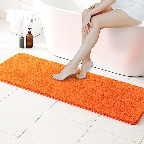 MIULEE Badematte Weiche Badteppich rutschfest Badvorleger Fußmatte Badzimmermatte Bettvorleger Flauschig Teppich Badezimmerteppich Duschmatte für Bade & Wohnzimmer Schlafzimmer 45x120 cm Orange von MIULEE