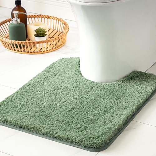 MIULEE Badematte Weiche Badteppich rutschfest Badvorleger Fußmatte Badzimmermatte Bettvorleger Flauschig Teppich Badezimmerteppich Duschmatte für Bade & Wohnzimmer Schlafzimmer 50x50 cm Grün von MIULEE