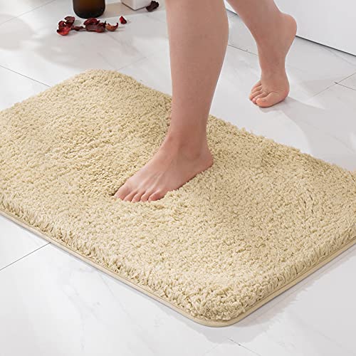 MIULEE Badematte Weiche Badteppich rutschfest Badvorleger Fußmatte Badzimmermatte Bettvorleger Flauschig Teppich Badezimmerteppich Duschmatte für Bade & Wohnzimmer Schlafzimmer 50x80 cm Beige von MIULEE
