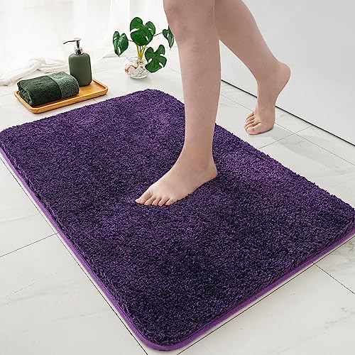 MIULEE Badematte Weiche Badteppich rutschfest Badvorleger Fußmatte Badzimmermatte Bettvorleger Flauschig Teppich Badezimmerteppich Duschmatte für Bade & Wohnzimmer Schlafzimmer 50x80 cm Lila von MIULEE
