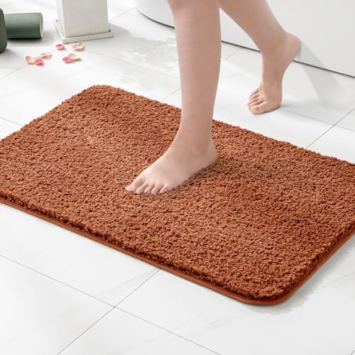MIULEE Badematte Weiche Badteppich rutschfest Badvorleger Fußmatte Badzimmermatte Bettvorleger Flauschig Teppich Badezimmerteppich Duschmatte für Bade & Wohnzimmer Schlafzimmer 50x80 cm Ziegelrot von MIULEE