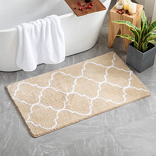 MIULEE Badematte rutschfest Badteppich Waschbar Badvorleger Badzimmermatte Weich Mikrofaser Duschvorleger Fußmatte Dekorativ Teppich Marokko Badezimmerteppich Badezimmer Wohnzimmer 70x120cm Beige von MIULEE