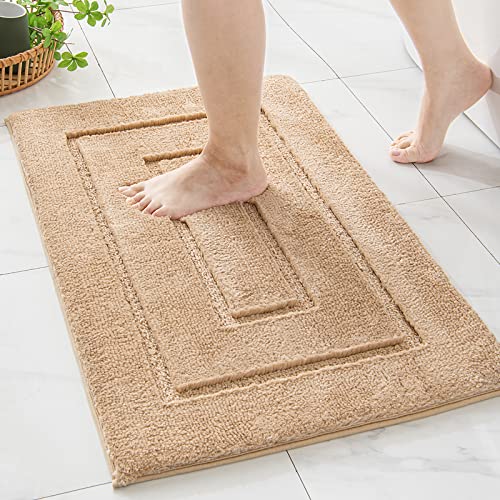 MIULEE Badezimmerteppich 40 x 60 cm,Badematte rutschfest Waschbar,Weicher Badteppich,Mikrofaser Absorbent Badvorleger,Badematten für Badewanne,Duschraum und Badezimmer - Beige von MIULEE