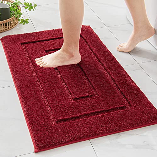 MIULEE Badezimmerteppich 50 x 80 cm,Badematte rutschfest Waschbar,Weicher Badteppich,Mikrofaser Absorbent Badvorleger,Badematten für Badewanne,Duschraum und Badezimmer - Rot von MIULEE