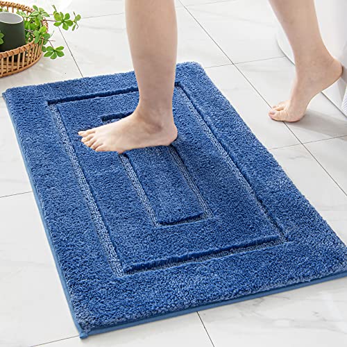 MIULEE Badezimmerteppich 40 x 60 cm,Badematte rutschfest Waschbar,Weicher Badteppich,Mikrofaser Absorbent Badvorleger,Badematten für Badewanne,Duschraum und Badezimmer - Blau von MIULEE