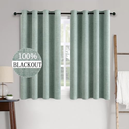 MIULEE Verdunklungsvorhänge mit ösen Gardinen Leinenoptik 2er Set 160 x 140 cm Sommer Grün Vorhang Blickdicht mit Ösen Thermovorhang Kälteschutz Vorhänge Wohnzimmer Schlafzimmer Wärmeisolierend von MIULEE
