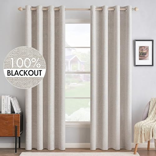 MIULEE Verdunklungsvorhänge mit ösen Gardinen Leinenoptik 2er Set 245 x 140 cm Elfenbein Vorhang Blickdicht mit Ösen Thermovorhang Kälteschutz Vorhänge Wohnzimmer Schlafzimmer Wärmeisolierend von MIULEE
