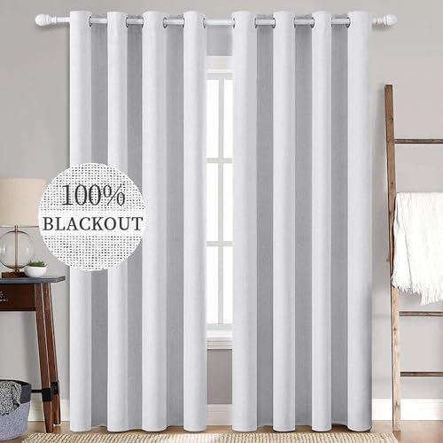 MIULEE Verdunklungsvorhänge mit ösen Gardinen Leinenoptik 2er Set 245 x 140 cm Grau Weiß Vorhang Blickdicht mit Ösen Thermovorhang Kälteschutz Vorhänge Wohnzimmer Schlafzimmer Wärmeisolierend von MIULEE