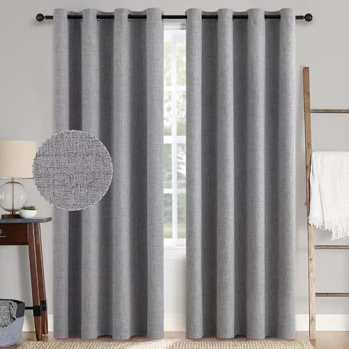 MIULEE Verdunklungsvorhänge mit ösen Gardinen Leinenoptik 2er Set 245 x 140 cm Hell Grau Vorhang Blickdicht mit Ösen Thermovorhang Kälteschutz Vorhänge Wohnzimmer Schlafzimmer Wärmeisolierend von MIULEE