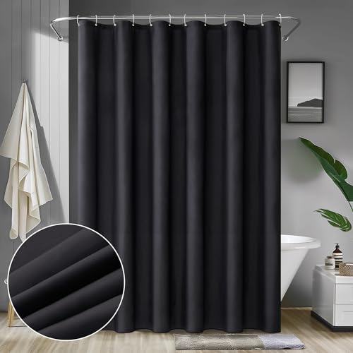 MIULEE Duschvorhang 180x180cm Schwarz Wasserdicht Badvorhang Anti-schimmel und Textil Waschbar Schnelltrocknend Badezimmer für Badewanne und Dusche Duschvorhänge mit 12 Duschvorhangringe von MIULEE