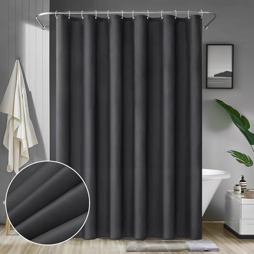 MIULEE Duschvorhang 180x210cm Dunkelgrau Wasserdicht Badvorhang Anti-schimmel und Textil Waschbar Schnelltrocknend Badezimmer für Badewanne und Dusche Duschvorhänge mit 12 Duschvorhangringe von MIULEE
