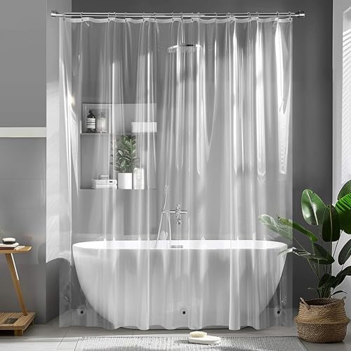MIULEE Duschvorhang Transparent H 210 x B 180 cm Anti-Schimmel Plastik Duschvorhänge Wasserdicht und Waschbar unten mit 3 Gewicht Magnete Schnelltrocknend Badezimmer für Badewanne mit 12 Ringe von MIULEE