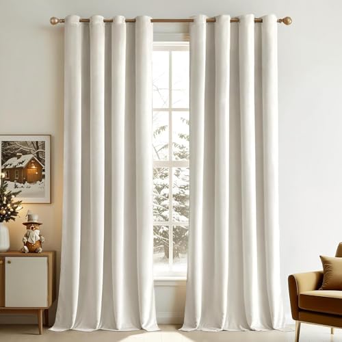 MIULEE Elfenbeinweiß Samtvorhang Ösen 2er Set 140X260, Blickdichte Vorhänge Samt für Schlafzimmer Wohnzimmer, Weich Vorhang Verdunkelung Velvet Curtains, Verdunkelnd Samt Gardinen Blickdicht MIULEE Elfenbeinweiß Samtvorhang Ösen 2er Set 140X260, Blickdichte Vorhänge Samt für Schlafzimmer Wohnzimmer, Weich Vorhang Verdunkelung Velvet Curtains, Verdunkelnd Samt Gardinen Blickdicht von MIULEE