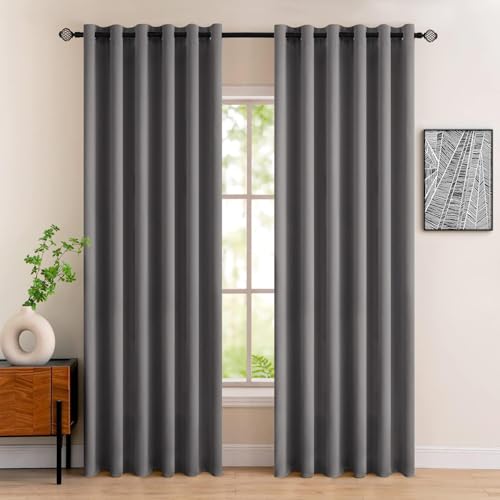 MIULEE Extra Breite Verdunklungsvorhänge Breite 200 cm, 2er Set Grau Vorhänge Blickdicht H 245 x B 200 cm, Modern Gardinen Fenster Abdunkeln mit Ösen Wohnzimmer Schlafzimmer Vorhang Verdunkelung von MIULEE