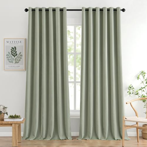 MIULEE Extra Breite Verdunklungsvorhänge Breite 200 cm, 2er Set Salbei Grün Vorhänge Blickdicht H 260 x B 200 cm, Gardinen Fenster Abdunkeln mit Ösen Wohnzimmer Schlafzimmer Vorhang Verdunkelung von MIULEE