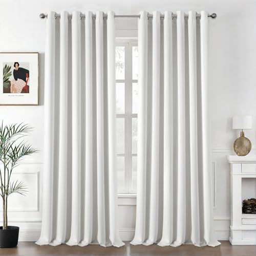 MIULEE Extra Breite Verdunklungsvorhänge Breite 200 cm, 2er Set Weiß Vorhänge Blickdicht H 260 x B 200 cm, Modern Gardinen Fenster Abdunkeln mit Ösen Wohnzimmer Schlafzimmer Vorhang Verdunkelung von MIULEE