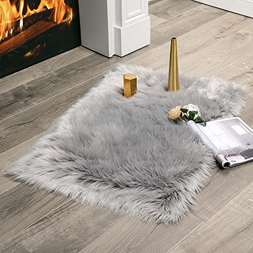 MIULEE Faux Fell Teppich Flauschig Weiche Warm Modern Bodenmatte Sofa Matte Kunstfell Dekofell Rechteck Bettvorleger Wolle Longhair Optik Gemütliches 60x90 cm Grau von MIULEE