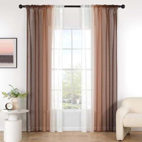 MIULEE Gardine Vorhänge Hellkaffee Transparente Wohnzimmer Modern Gardine Zweifarbiger Schiebevorhänge Vorhänge Gardinenschals Schlafzimmer 2er Set 140x145cm MIULEE Gardine Vorhänge Hellkaffee Transparente Wohnzimmer Modern Gardine Zweifarbiger Schiebevorhänge Vorhänge Gardinenschals Schlafzimmer 2er Set 140x145cm von MIULEE