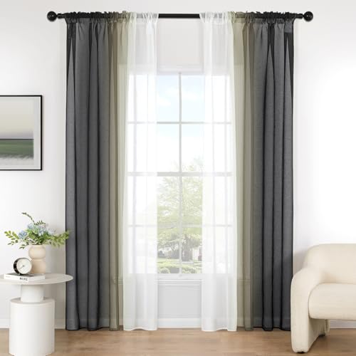 MIULEE Gardine Vorhänge Schwarz Transparente Wohnzimmer Modern Gardine Zweifarbiger Schiebevorhänge Vorhänge Gardinenschals Schlafzimmer 2er Set 140x160cm MIULEE Gardine Vorhänge Schwarz Transparente Wohnzimmer Modern Gardine Zweifarbiger Schiebevorhänge Vorhänge Gardinenschals Schlafzimmer 2er Set 140x160cm von MIULEE