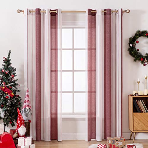 MIULEE Gardinen Gestreift Transparent mit Ösen-Voile Vorhänge Wohnzimmer Modern 2er Set, Vorhang Schlafzimmer Transparent mit Weinrot Weiss Gestreift Muster Vorhang Halbtransparent Streifen 140X260 CM MIULEE Gardinen Gestreift Transparent mit Ösen-Voile Vorhänge Wohnzimmer Modern 2er Set, Vorhang Schlafzimmer Transparent mit Weinrot Weiss Gestreift Muster Vorhang Halbtransparent Streifen 140X260 CM von MIULEE