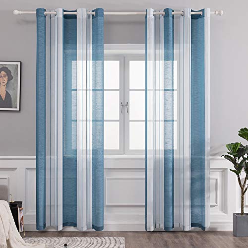 MIULEE Gardinen Gestreift Transparent mit Ösen, Voile Vorhänge Wohnzimmer Modern 2er Set, Vorhang Schlafzimmer Transparent mit Blau Weiss Gestreift Muster, Vorhang Halbtransparent Streifen 140X245 cm MIULEE Gardinen Gestreift Transparent mit Ösen, Voile Vorhänge Wohnzimmer Modern 2er Set, Vorhang Schlafzimmer Transparent mit Blau Weiss Gestreift Muster, Vorhang Halbtransparent Streifen 140X245 cm von MIULEE