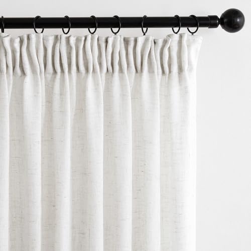 MIULEE Gardinen Vorhänge mit Kräuselband Schlaufenschal Voile Vorhang Modern Leinenoptik Halbtransparent für Wohnzimmer Schlafzimmer Schiebevorhang 2er Set Stores Linen Weiß 245x200 cm von MIULEE