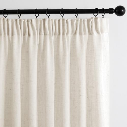 MIULEE Gardinen Vorhänge mit Kräuselband Schlaufenschal Voile Vorhang Modern Leinenoptik Halbtransparent für Wohnzimmer Schlafzimmer Schiebevorhang 2er Set Stores Natural Linen Weiß 225x200 cm von MIULEE