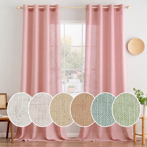MIULEE Gardinen Vorhänge mit ösen Voile Vorhang kurz Modern Leinenoptik Halbtransparent Ösenvorhang für Wohnzimmer Kinderzimmer Raumteiler 2er Set Rosa 245x140 cm MIULEE Gardinen Vorhänge mit ösen Voile Vorhang kurz Modern Leinenoptik Halbtransparent Ösenvorhang für Wohnzimmer Kinderzimmer Raumteiler 2er Set Rosa 245x140 cm von MIULEE