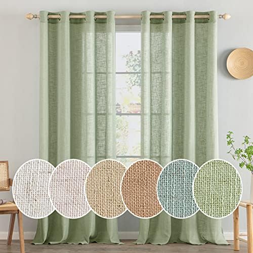 MIULEE Gardinen Vorhänge mit ösen Voile Vorhang kurz Modern Leinenoptik Halbtransparent Ösenvorhang für Wohnzimmer Kinderzimmer Raumteiler 2er Set Grün 235x140 cm MIULEE Gardinen Vorhänge mit ösen Voile Vorhang kurz Modern Leinenoptik Halbtransparent Ösenvorhang für Wohnzimmer Kinderzimmer Raumteiler 2er Set Grün 235x140 cm von MIULEE