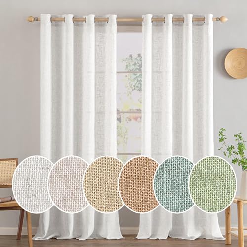 MIULEE Gardinen Vorhänge mit ösen Voile Vorhang kurz Modern Leinenoptik Halbtransparent Ösenvorhang für Wohnzimmer Kinderzimmer Raumteiler 2er Set Linen Weiß 270x140 cm MIULEE Gardinen Vorhänge mit ösen Voile Vorhang kurz Modern Leinenoptik Halbtransparent Ösenvorhang für Wohnzimmer Kinderzimmer Raumteiler 2er Set Linen Weiß 270x140 cm von MIULEE