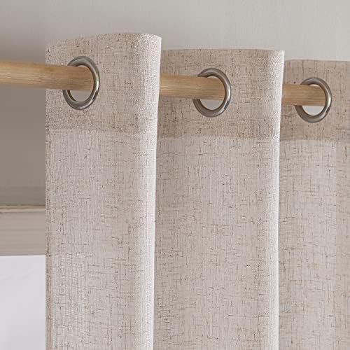 MIULEE Gardinen Vorhänge mit ösen Voile Vorhang kurz Modern Leinenoptik Halbtransparent Ösenvorhang für Wohnzimmer Kinderzimmer Raumteiler 2er Set Natural Linen Weiß 225x200 cm von MIULEE