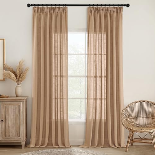 MIULEE Gardinen Vorhänge schlaufenschal Voile Vorhang Modern Leinenoptik Halbtransparent für Wohnzimmer Schlafzimmer Raumteiler Schiebevorhang 2er Set Stores Braun 245x140 cm MIULEE Gardinen Vorhänge schlaufenschal Voile Vorhang Modern Leinenoptik Halbtransparent für Wohnzimmer Schlafzimmer Raumteiler Schiebevorhang 2er Set Stores Braun 245x140 cm von MIULEE