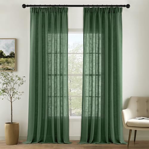 MIULEE Gardinen Vorhänge mit Kräuselband Schlaufenschal Voile Vorhang Modern Leinenoptik Halbtransparent für Wohnzimmer Schlafzimmer Schiebevorhang 2er Set Stores Dunkelgrün 225x140 cm MIULEE Gardinen Vorhänge mit Kräuselband Schlaufenschal Voile Vorhang Modern Leinenoptik Halbtransparent für Wohnzimmer Schlafzimmer Schiebevorhang 2er Set Stores Dunkelgrün 225x140 cm von MIULEE