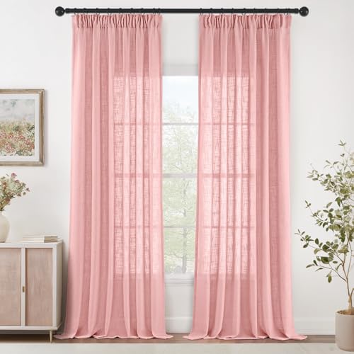 MIULEE Gardinen Vorhänge mit Kräuselband Schlaufenschal Voile Vorhang Modern Leinenoptik Halbtransparent für Wohnzimmer Schlafzimmer Schiebevorhang 2er Set Stores Rosa 245x140 cm MIULEE Gardinen Vorhänge mit Kräuselband Schlaufenschal Voile Vorhang Modern Leinenoptik Halbtransparent für Wohnzimmer Schlafzimmer Schiebevorhang 2er Set Stores Rosa 245x140 cm von MIULEE