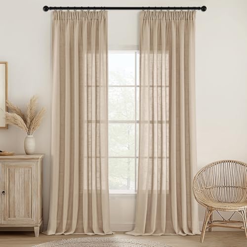 MIULEE Gardinen Vorhänge mit Kräuselband Schlaufenschal Voile Vorhang Modern Leinenoptik Halbtransparent für Wohnzimmer Schlafzimmer Schiebevorhang 2er Set Stores Weizen 245x140 cm MIULEE Gardinen Vorhänge mit Kräuselband Schlaufenschal Voile Vorhang Modern Leinenoptik Halbtransparent für Wohnzimmer Schlafzimmer Schiebevorhang 2er Set Stores Weizen 245x140 cm von MIULEE