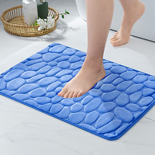 MIULEE Badematte Memoryschaum Badezimmerteppich rutschfeste Badteppich Wasserabsorbierend Badvorleger Schnelltrocknend Waschbar Duschvorleger für Badezimmer 50x80cm Seeblau von MIULEE