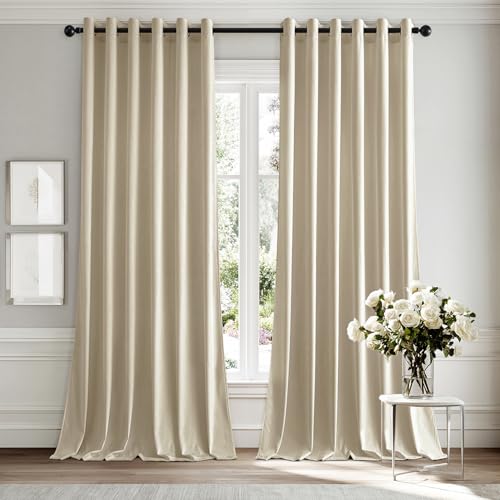 MIULEE Hellbeige Samtvorhang Ösen 2er Set 200X260, Blickdichte Vorhänge Samt für Deko Schlafzimmer Wohnzimmer, Sehr Weicher Vorhang Verdunkelung Velvet Curtains, Verdunkelnd Samt Gardinen Blickdicht von MIULEE